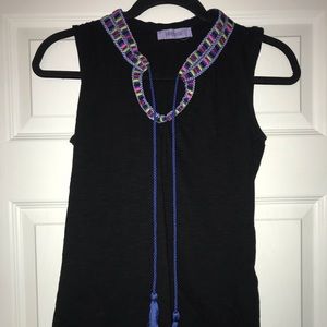 Opened neck tank top Black, multicolor tank top!